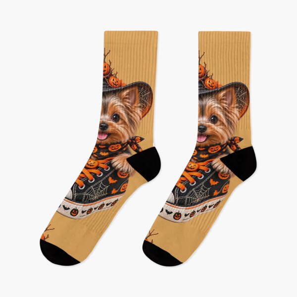 Item preview, Cute Yorkie Witch with Pumpkins and Spooky Hat designed and sold by MythicMood.
