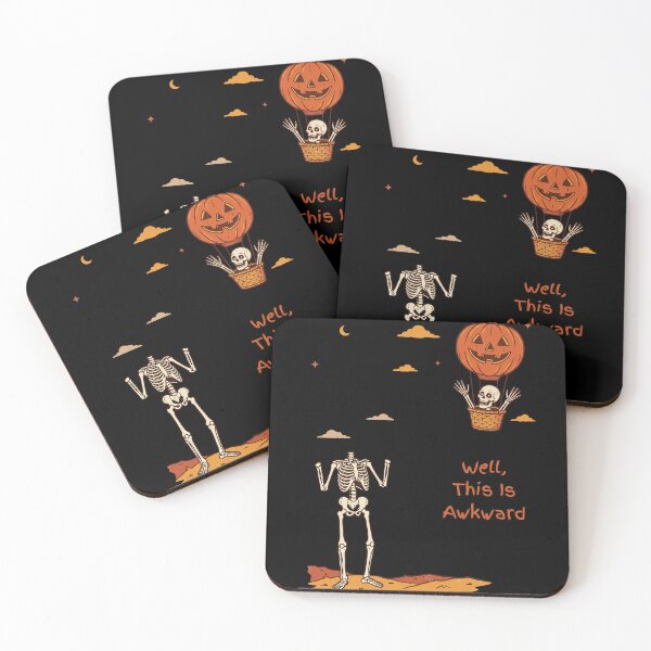 Item preview, Well This Is Awkward Funny Skeleton Pumpkin Balloon Halloween designed and sold by VizoArt-Studio.