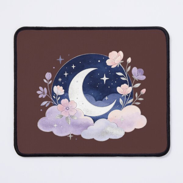 Item preview, Crescent moon with flowers and clouds designed and sold by mixoubraw.