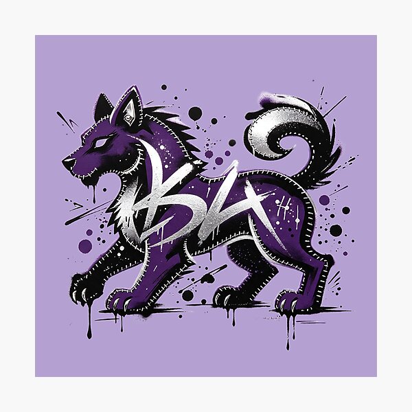 Item preview, Purple graffiti-style wolf with silver details and stitching designed and sold by mixoubraw.
