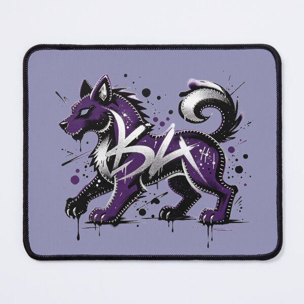 Item preview, Purple graffiti-style wolf with silver details and stitching designed and sold by mixoubraw.
