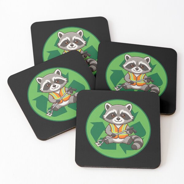 Item preview, Cute Raccoon Garbage Person Recycling Illustration designed and sold by BeaBuzz.