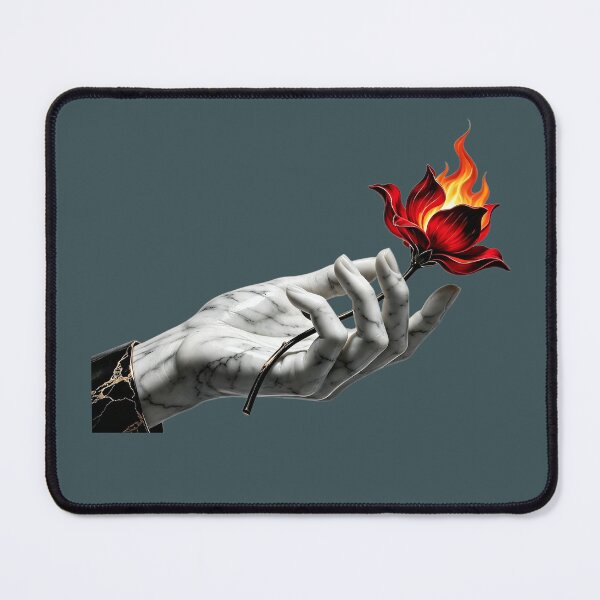 Item preview, marble hand holding a burning flower designed and sold by mixoubraw.
