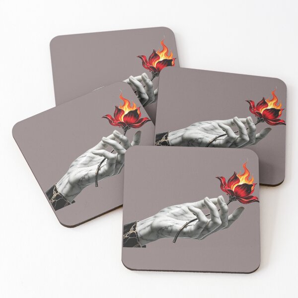 Item preview, marble hand holding a burning flower designed and sold by mixoubraw.