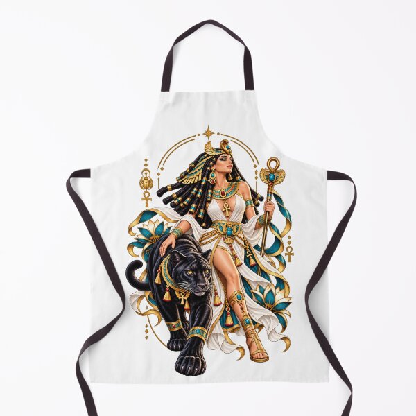 Item preview, Egyptian Queen with Panther – Ankh Scarab Fantasy Art designed and sold by Ghostwave Atelier.