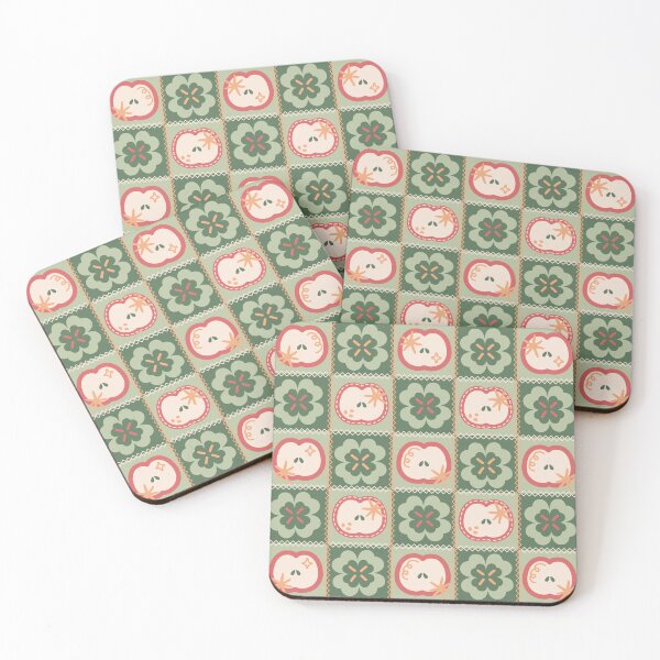 Item preview, Retro Folk Apple Patch – Cute Botanical Stitched Checkerboard Pattern designed and sold by Frohyou.