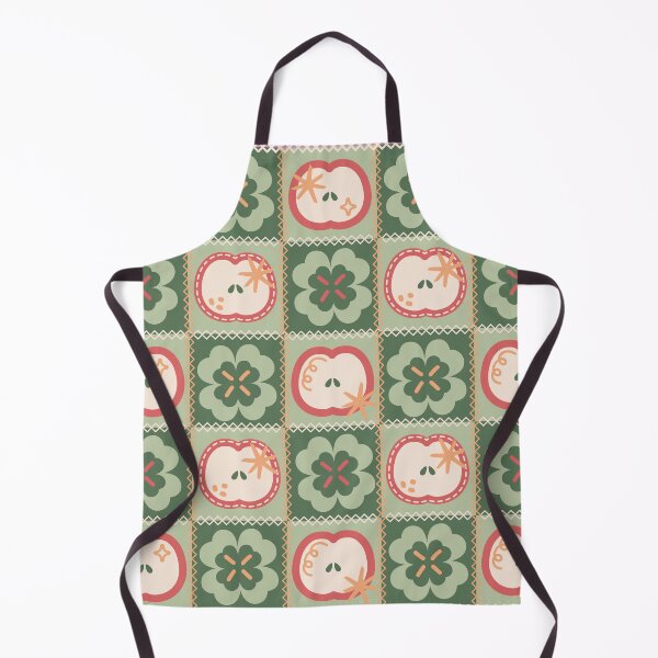 Item preview, Retro Folk Apple Patch – Cute Botanical Stitched Checkerboard Pattern designed and sold by Frohyou.