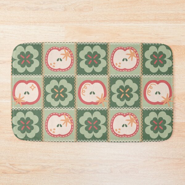 Item preview, Retro Folk Apple Patch – Cute Botanical Stitched Checkerboard Pattern designed and sold by Frohyou.