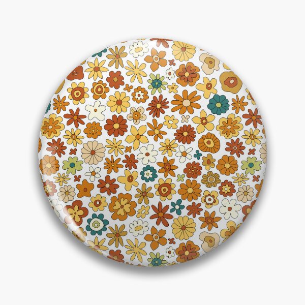 Item preview, Retro Wildflower Field – Vintage Mustard & Rust Calico Daisy Pattern designed and sold by Frohyou.