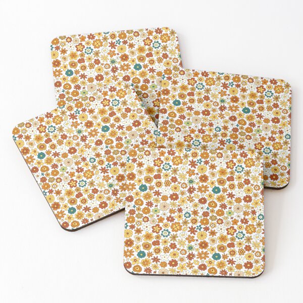 Item preview, Retro Wildflower Field – Vintage Mustard & Rust Calico Daisy Pattern designed and sold by Frohyou.