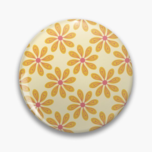 Item preview, Sunny Retro Floral Grid – Mid-Century Yellow & Coral Daisy Pattern designed and sold by Frohyou.