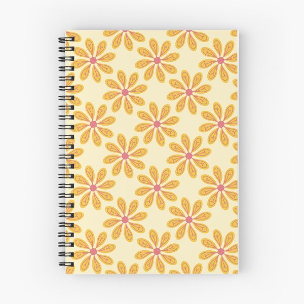 Item preview, Sunny Retro Floral Grid – Mid-Century Yellow & Coral Daisy Pattern designed and sold by Frohyou.