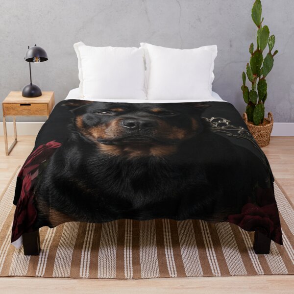 Item preview, Gothic Rottweiler Portrait with Dark Crimson Roses designed and sold by JanjjaSoulInk.