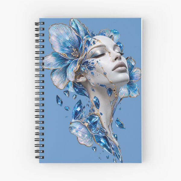 Item preview, Woman's Portrait with Blue Fowers and Crystals designed and sold by LiMarchee.