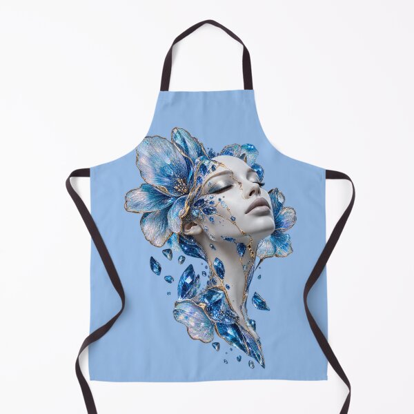 Item preview, Woman's Portrait with Blue Fowers and Crystals designed and sold by LiMarchee.
