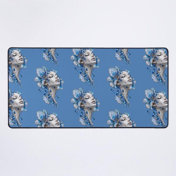 Item preview, Woman's Portrait with Blue Fowers and Crystals designed and sold by LiMarchee.