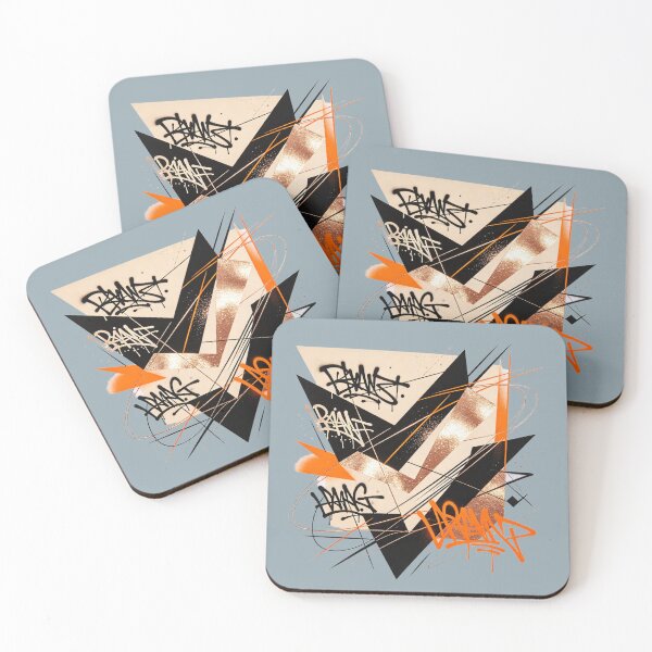 Item preview, Urban geometric composition in black, orange and golden bronze designed and sold by mixoubraw.
