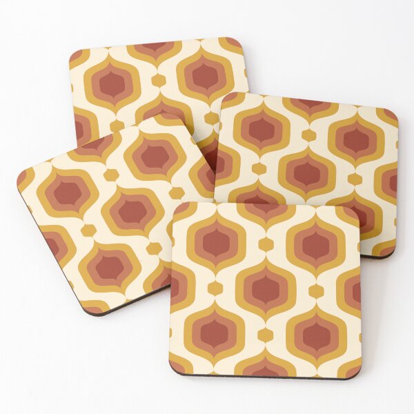 Item preview, Vintage Groovy Ogee Pods – 1970s Rust & Mustard Ogee Pattern designed and sold by Frohyou.