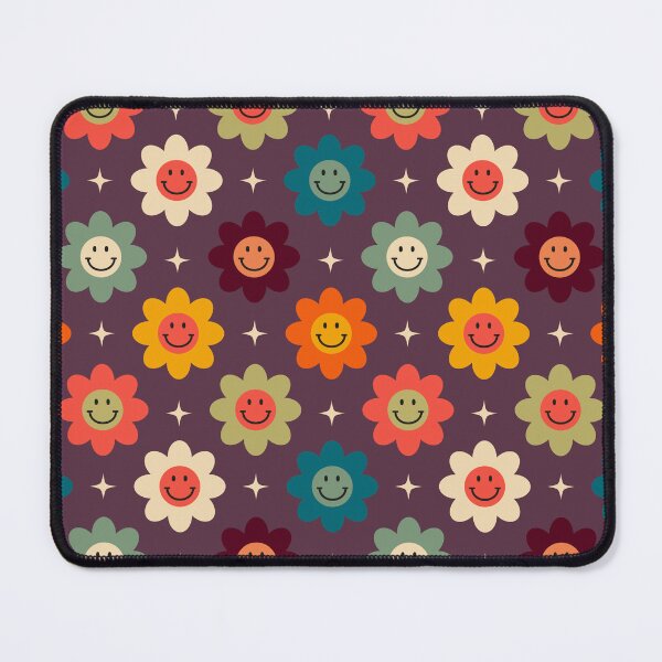 Item preview, Groovy Retro Smiley Blooms – 70s Flower Power Sparkle Pattern designed and sold by Frohyou.