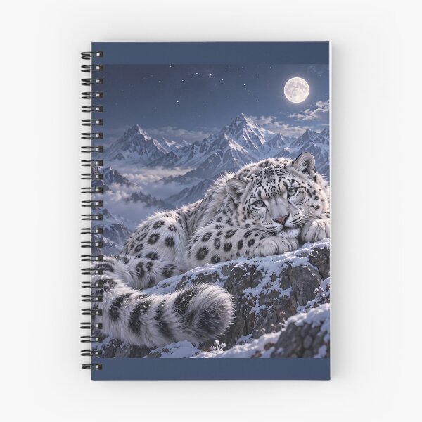 Item preview, Snow Leopard in Moonlit Snow Mountains – Alpine Winter Wildlife Art designed and sold by ManJiangHong.