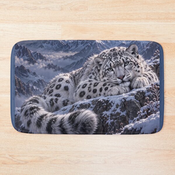 Item preview, Snow Leopard in Moonlit Snow Mountains – Alpine Winter Wildlife Art designed and sold by ManJiangHong.