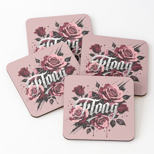 Item preview, Two-tone roses with silver "Flow" lettering and urban style designed and sold by mixoubraw.