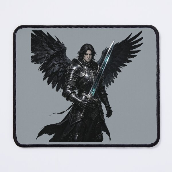 Item preview, Dark angel in steel armor with a luminous sword designed and sold by mixoubraw.