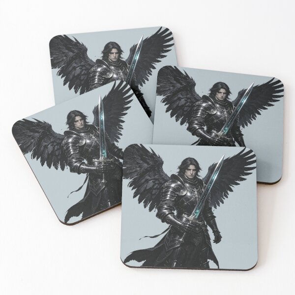 Item preview, Dark angel in steel armor with a luminous sword designed and sold by mixoubraw.