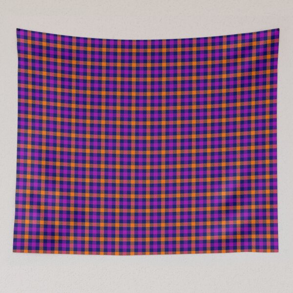 Item preview, Purple And Orange On Blue Gingham Check   designed and sold by PatternTitan.