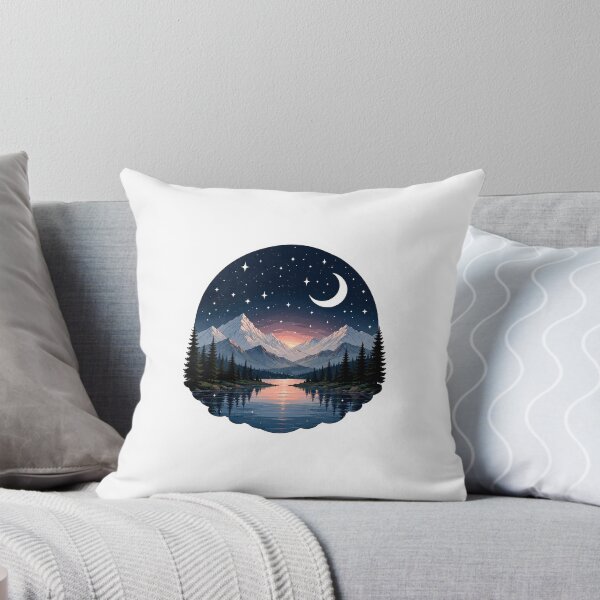Item preview, Moonlit Mountain Lake Sticker | Celestial Night Sky Wilderness Art designed and sold by PopStickerLab22.