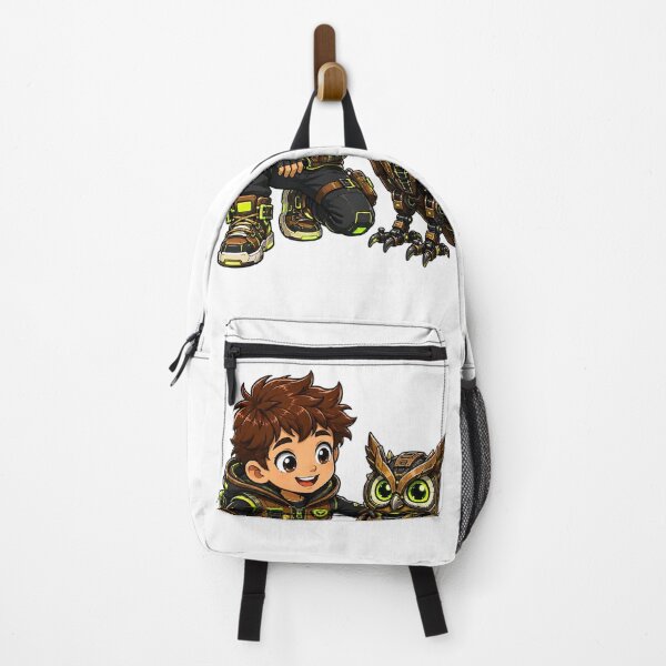 Item preview, Cute Chibi Boy and Futuristic Mechanical Owl Illustration designed and sold by Nubian Style.