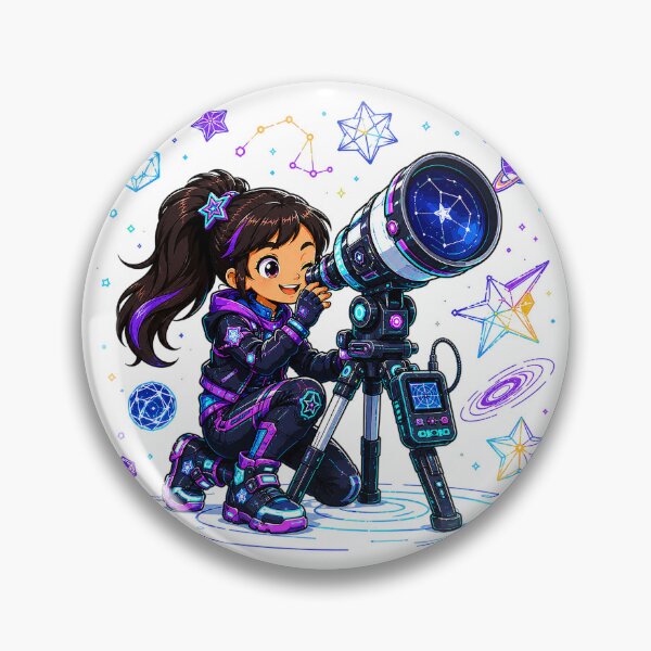 Item preview, Cute Chibi Girl Exploring Space with a Telescope designed and sold by Nubian Style.
