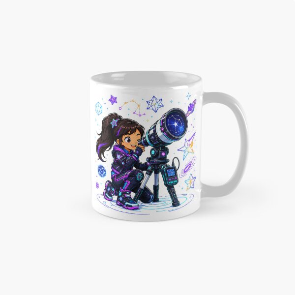 Item preview, Cute Chibi Girl Exploring Space with a Telescope designed and sold by Nubian Style.