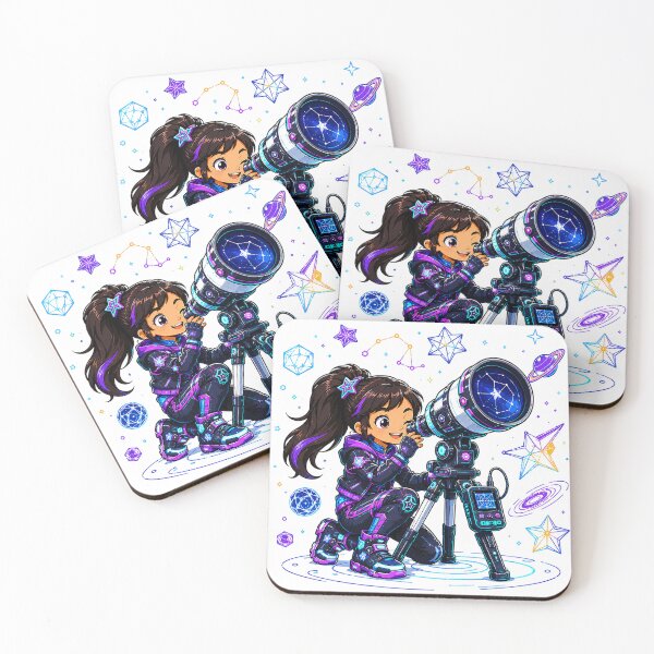Item preview, Cute Chibi Girl Exploring Space with a Telescope designed and sold by Nubian Style.
