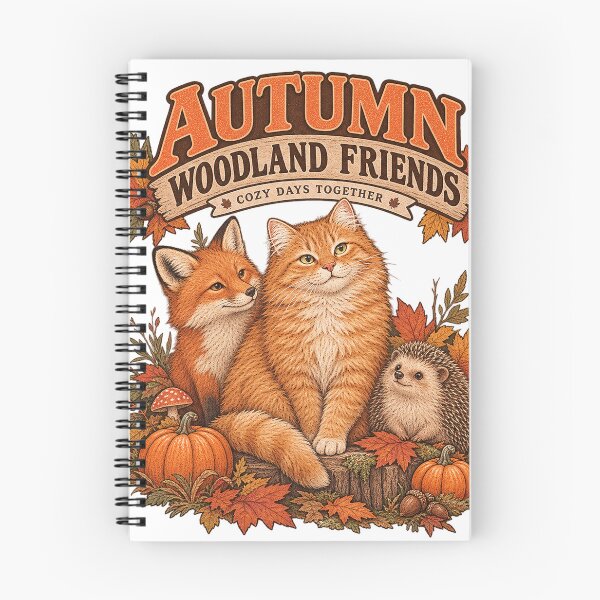 Item preview, Autumn Woodland Friends Cat Fox Hedgehog designed and sold by manszoank.