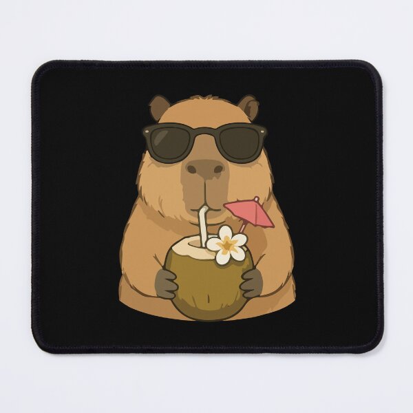 Item preview, Capybara Cartoon Tropical Vacation Animal Humor with Coconut Drink and Sunglasses designed and sold by stylishdzign.