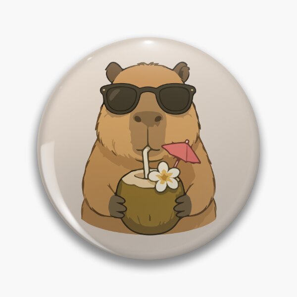 Item preview, Capybara Cartoon Tropical Vacation Animal Humor with Coconut Drink and Sunglasses designed and sold by stylishdzign.