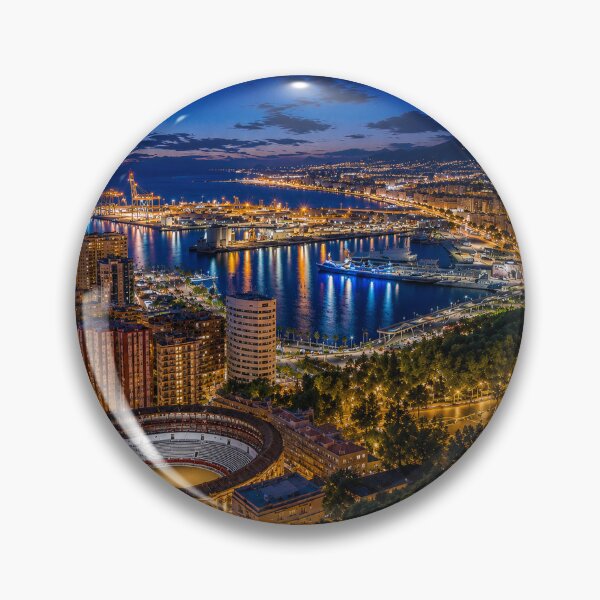 Item preview, Malaga by Night - Mediterranean City Lights & Harbor View designed and sold by PrintGo26.