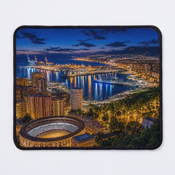 Item preview, Malaga by Night - Mediterranean City Lights & Harbor View designed and sold by PrintGo26.