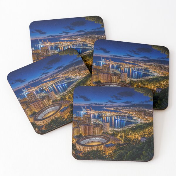 Item preview, Malaga by Night - Mediterranean City Lights & Harbor View designed and sold by PrintGo26.