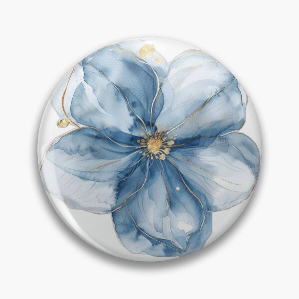 Item preview, Celestial Blue Floral Watercolor with Gold Lines designed and sold by DesignByUmza.