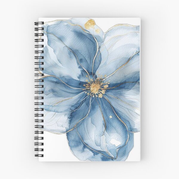 Item preview, Celestial Blue Floral Watercolor with Gold Lines designed and sold by DesignByUmza.