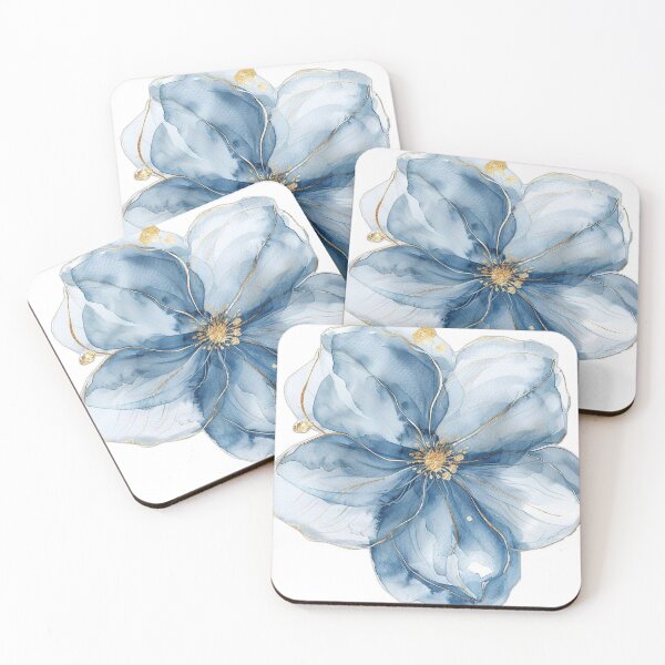 Item preview, Celestial Blue Floral Watercolor with Gold Lines designed and sold by DesignByUmza.