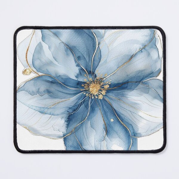 Item preview, Celestial Blue Floral Watercolor with Gold Lines designed and sold by DesignByUmza.