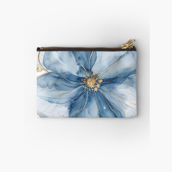 Item preview, Celestial Blue Floral Watercolor with Gold Lines designed and sold by DesignByUmza.