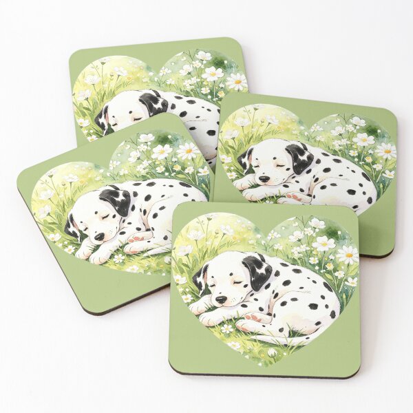 Item preview, Dalmatian puppy in a heart with flowers designed and sold by mixoubraw.