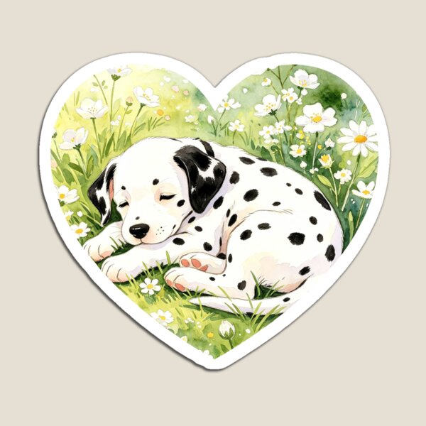Item preview, Dalmatian puppy in a heart with flowers designed and sold by mixoubraw.