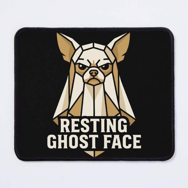 Item preview, Resting Ghost Face Funny Grumpy Geometric Dog Emblem Art designed and sold by ZUMERI.