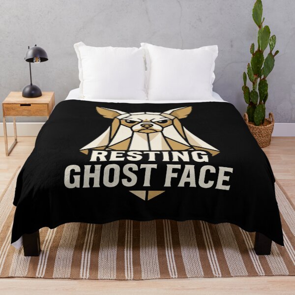 Item preview, Resting Ghost Face Funny Grumpy Geometric Dog Emblem Art designed and sold by ZUMERI.