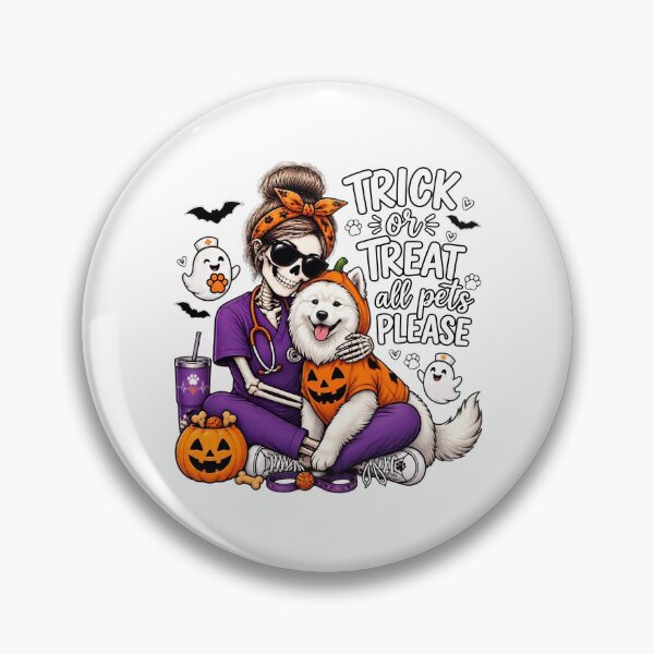 Item preview, Trick Or Treat All Pets Please Samoyed Skeleton Vet Tech Nurse Halloween  designed and sold by Moad Fahim.